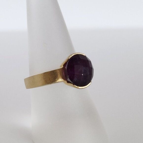 Deep Purple Amethyst Ring 14K YG over Sterling Silver Size 7 - Picture 3 of 9